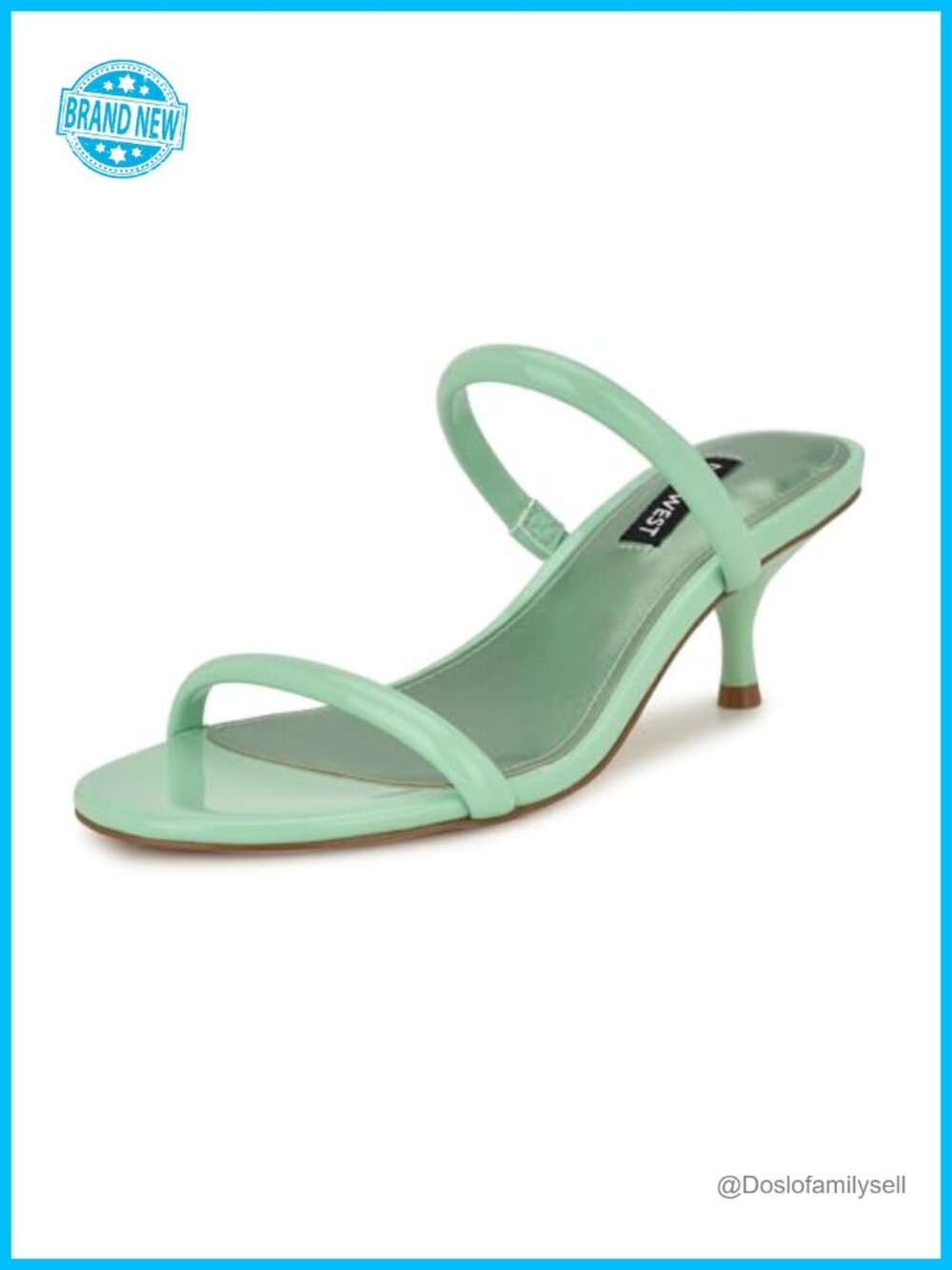 Nine West Berri Faux Patent Leather Heeled Sandals Slip On Stiletto